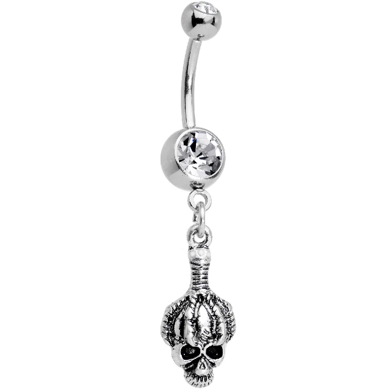 Unique Belly Rings for Fashion-Lovers -Clear Gem Creepy Shrunken Head Skull Dangle Belly Ring Unique Belly Rings for Fashion-Lovers -Clear Gem Creepy Shrunken Head Skull Dangle Belly Ring