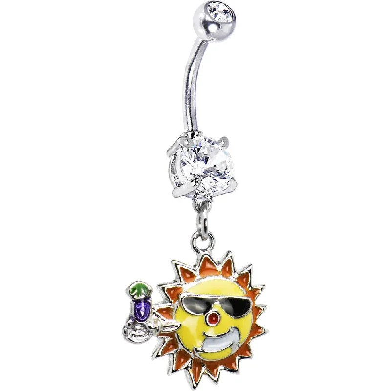 Gorgeous Belly Rings for Stunning Style -Sunglass and Drink Sun Belly Ring