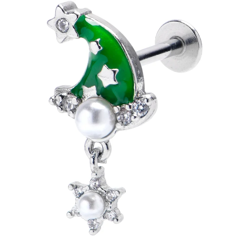Classic Silver Lip Rings with Sleek Design16 Gauge 5/16 Clear Gem Santa Hat Stars Green Dangle Labret Monroe Tragus