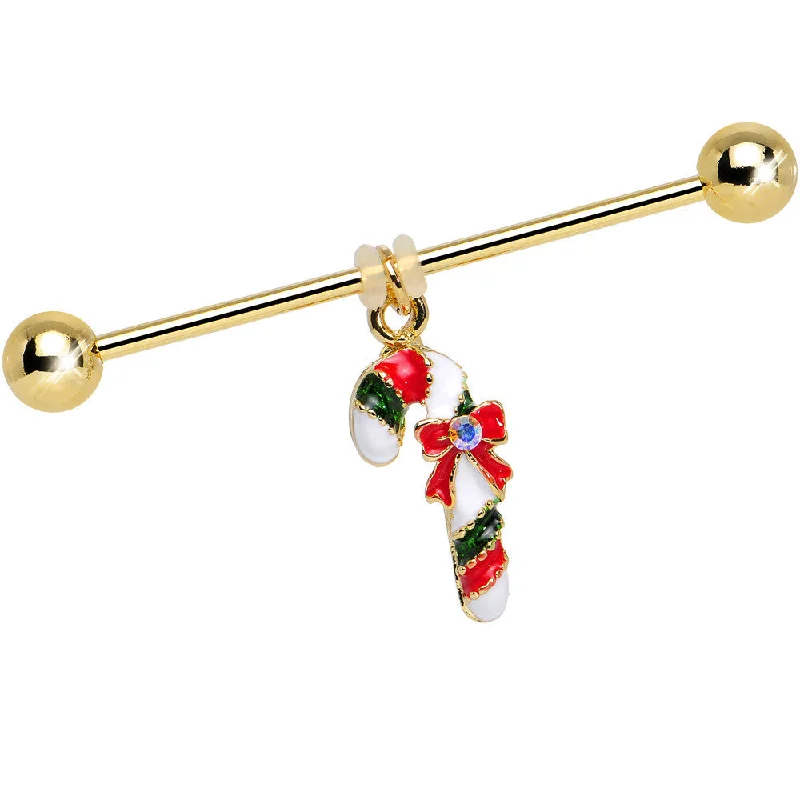 Women's Earrings – Elegant Designs for Every Personality--Candy Cane Christmas Dangle Industrial Barbell 38mm Women's Earrings – Elegant Designs for Every Personality--Candy Cane Christmas Dangle Industrial Barbell 38mm