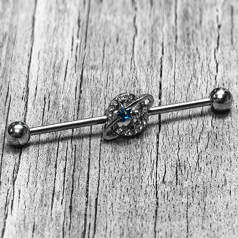 Women's Earrings – Elegant Designs for Every Personality--14 Gauge Clear Blue Gem Starry Skies Industrial Barbell 38mm Women's Earrings – Elegant Designs for Every Personality--14 Gauge Clear Blue Gem Starry Skies Industrial Barbell 38mm