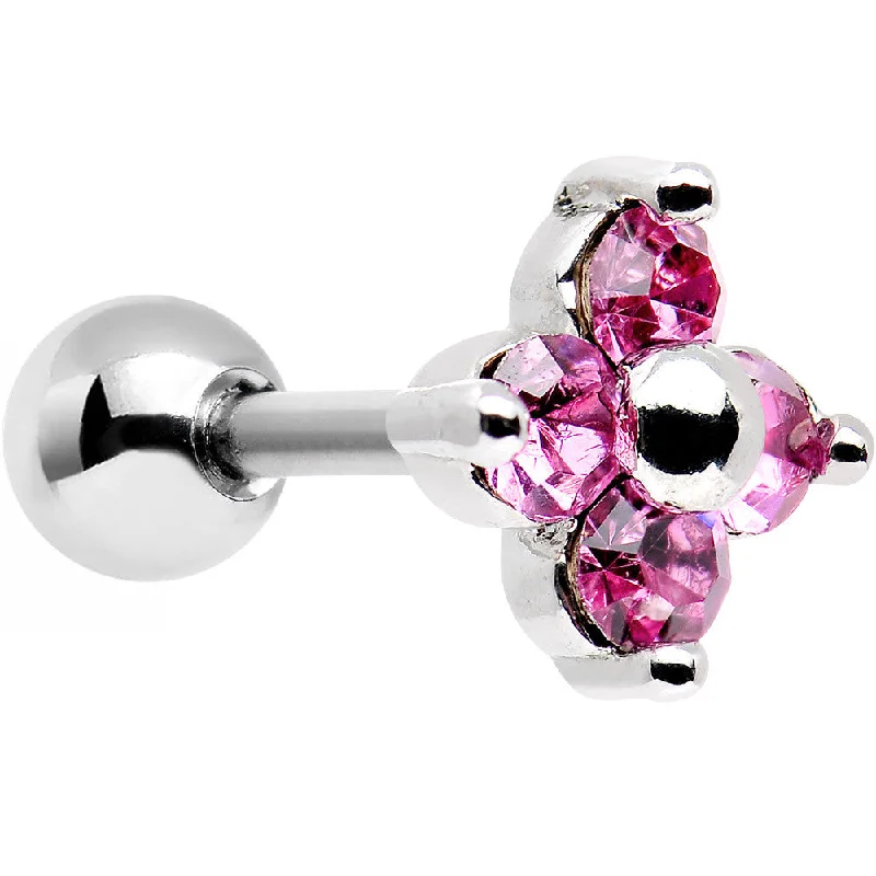 Women's Earrings – Elegant Designs for Every Personality--16 Gauge 1/4 Steel Quad Pink Gem Cartilage Tragus Barbell Earring Women's Earrings – Elegant Designs for Every Personality--16 Gauge 1/4 Steel Quad Pink Gem Cartilage Tragus Barbell Earring
