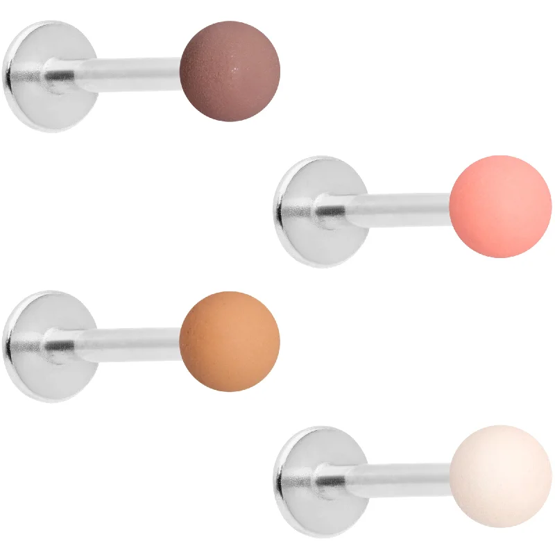 Durable Lip Rings with Classic Design16 Gauge 5/16 Peach Brown White Matte Labret Monroe Tragus Set of 4