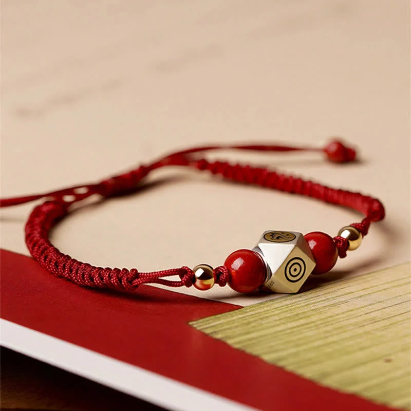 Women's Bangles with Custom Design-Buddha Stones Handmade 925 Sterling Silver Chinese Zodiac Natal Buddha Cinnabar Calm Braided Bracelet Women's Bangles with Custom Design-Buddha Stones Handmade 925 Sterling Silver Chinese Zodiac Natal Buddha Cinnabar Calm Braided Bracelet