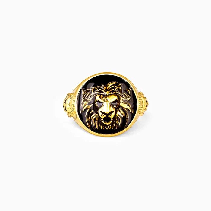 Shop Durable Men's Earrings for Everyday Wear-Golden Roar Of Lion Ring For Him