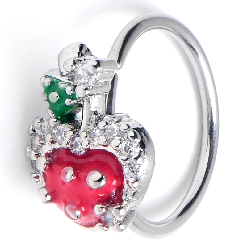 Beautiful Nose Rings with Radiant Shine -20 Gauge 5/16 Clear CZ Gem Glamour Shroom Nose Hoop Beautiful Nose Rings with Radiant Shine -20 Gauge 5/16 Clear CZ Gem Glamour Shroom Nose Hoop