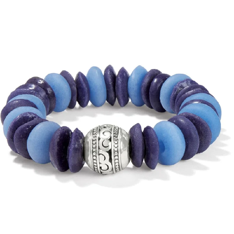 Silver Bangles with Charm Settings for Women-Mingle Shores Beaded Stretch Bracelet