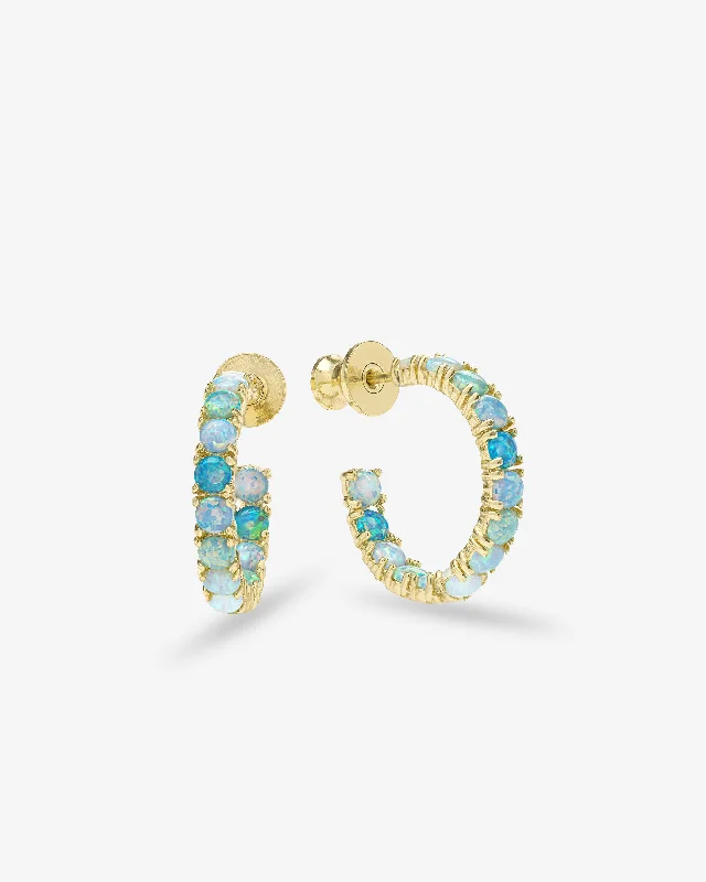 Women's Earrings – Elegant Designs for Every Personality--Heiress Ombré Hoops .75" - Gold|Blue Opal Ombré