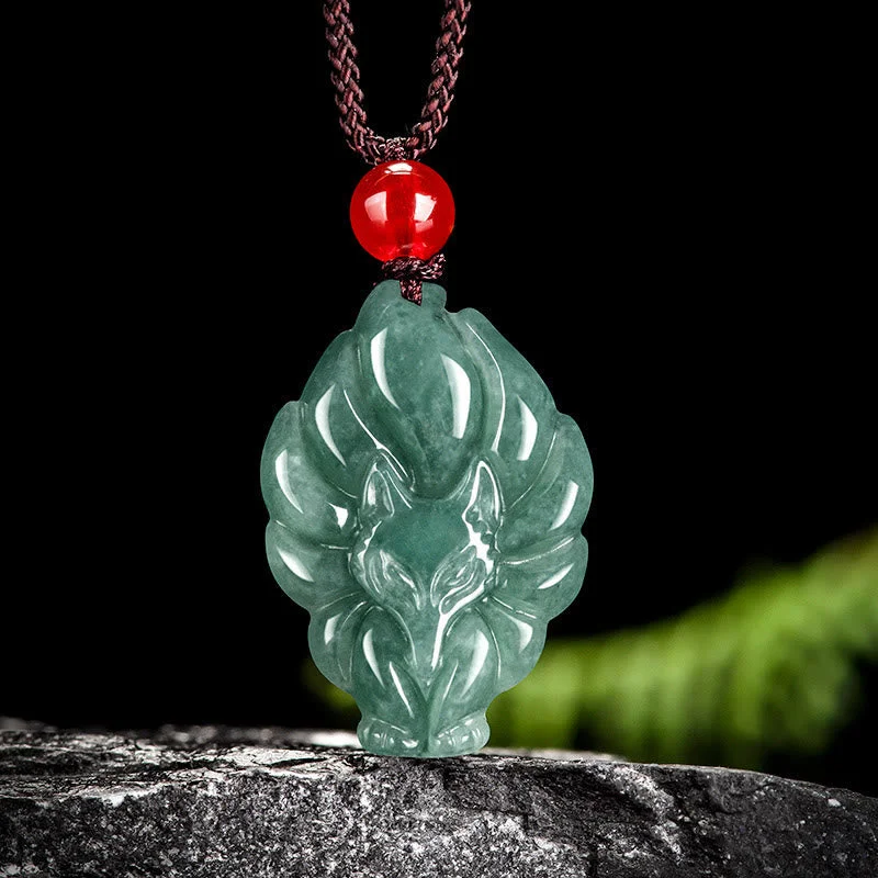 Shop Classic Women's Necklaces & Pendants with a Modern Twist-Buddha Stones Natural Green Jade Nine-Tailed Fox Luck Necklace Pendant Shop Classic Women's Necklaces & Pendants with a Modern Twist-Buddha Stones Natural Green Jade Nine-Tailed Fox Luck Necklace Pendant