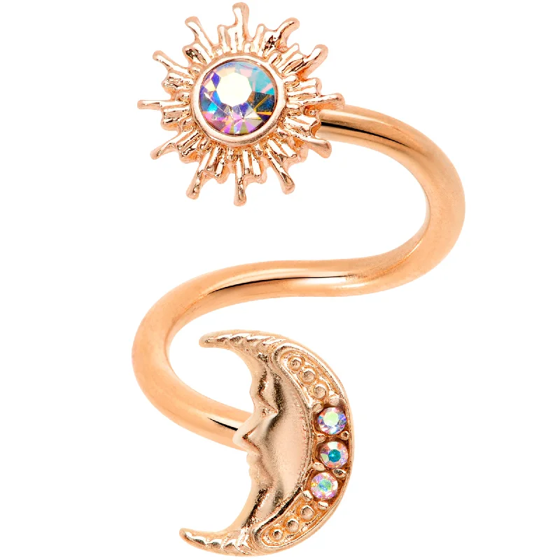 Lip Rings with Unique Stone Designs14 Gauge 7/16 Aurora Gem Rose Gold Tone Moon Spiral Twister Belly Ring Lip Rings with Unique Stone Designs14 Gauge 7/16 Aurora Gem Rose Gold Tone Moon Spiral Twister Belly Ring