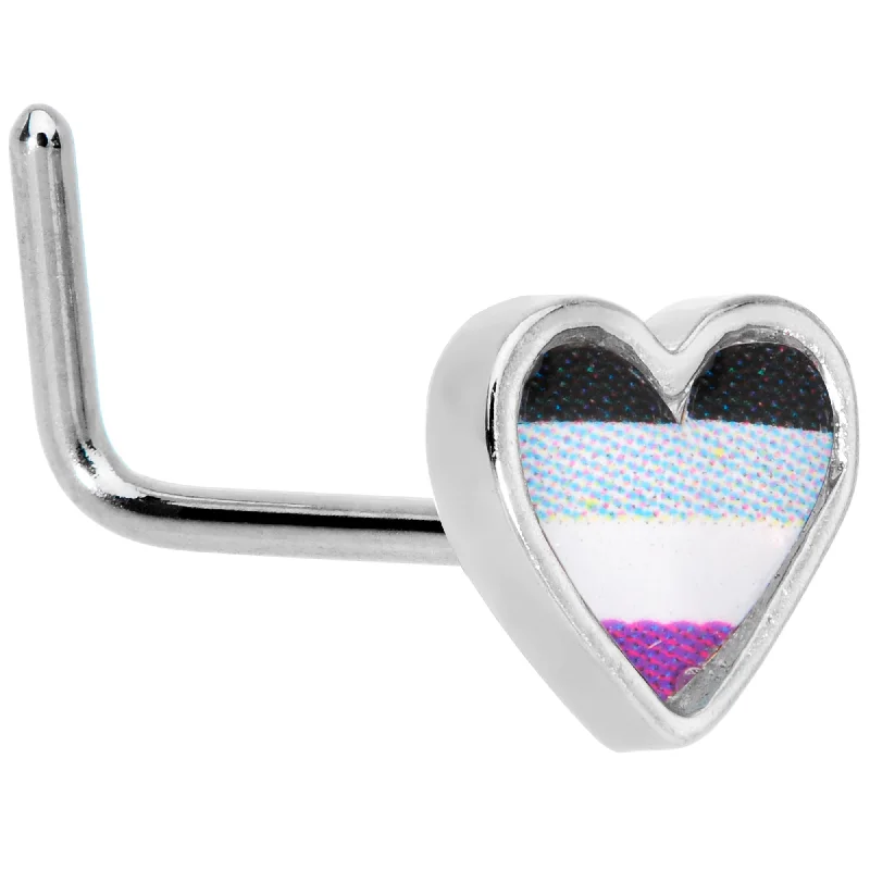 Classic Gold Nose Rings -20 Gauge 5/16 Black Grey Purple Asexual Pride Heart L Shaped Nose Ring Classic Gold Nose Rings -20 Gauge 5/16 Black Grey Purple Asexual Pride Heart L Shaped Nose Ring