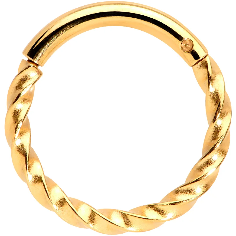 Elegant Lip Rings with Gorgeous Designs16 Gauge 5/16 Gold Tone Twisted Elegance Cartilage Clicker