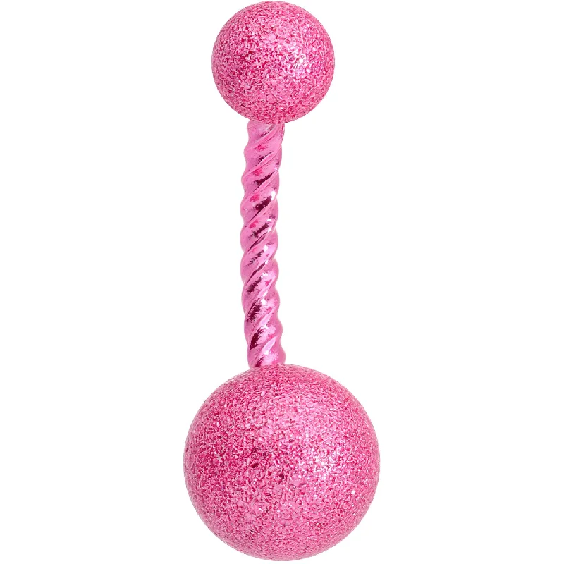 Gold Belly Rings for a Touch of Luxury -Pink Anodized Tastefully Twisted Belly Ring