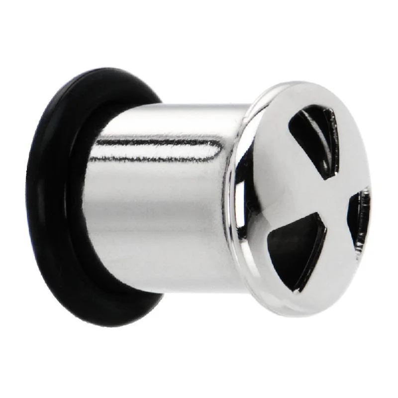 Women's Earrings – Elegant Designs for Every Personality--0 Gauge Stainless Steel Single Flare Biohazard Plug
