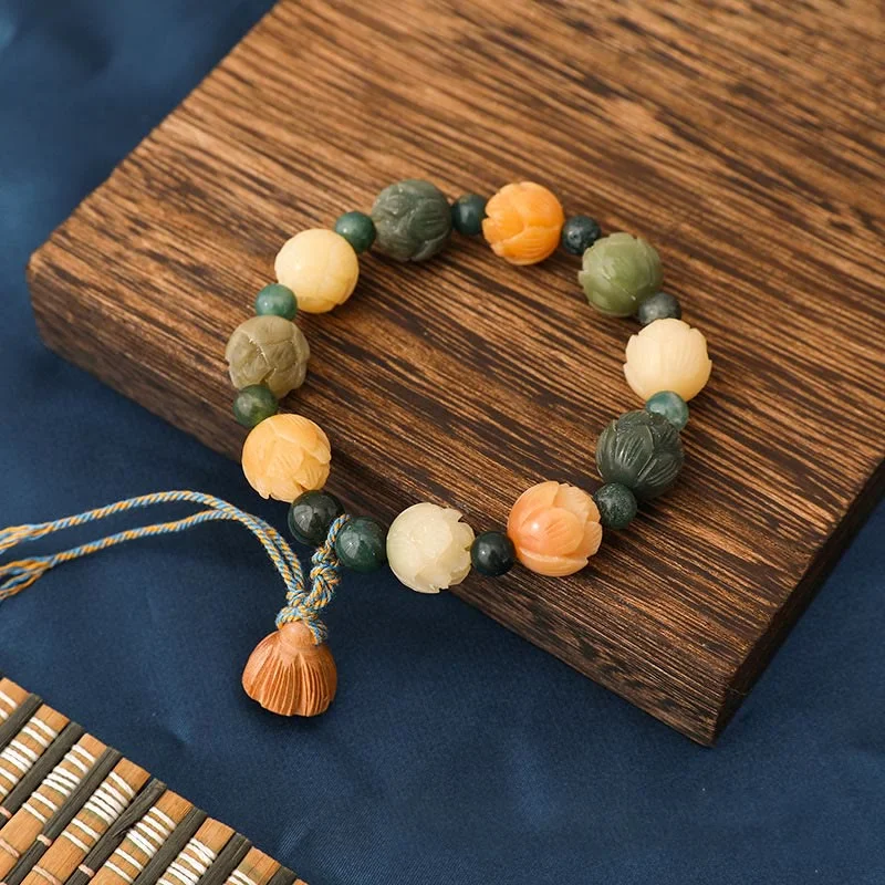 Silver and Crystal Bangles for Women-Buddha Stones Bodhi Seed Lotus Bead Engraved Moss Agate Peace Calm Bracelet Silver and Crystal Bangles for Women-Buddha Stones Bodhi Seed Lotus Bead Engraved Moss Agate Peace Calm Bracelet