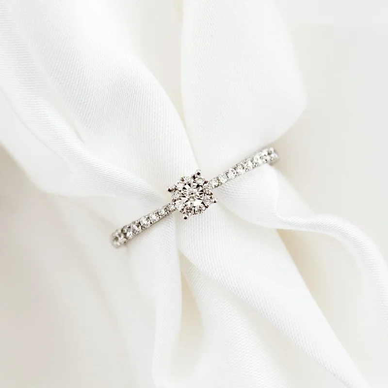 Chic Women's Rings for Fashion-Forward Looks-Round Cluster Diamond Ring White Gold - Brisa Chic Women's Rings for Fashion-Forward Looks-Round Cluster Diamond Ring White Gold - Brisa