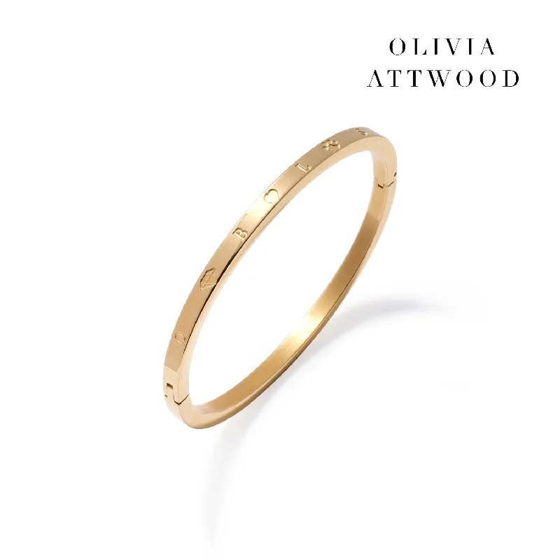 Handcrafted Gemstone Bangles for Women-Custom Stamped Bangle (Gold)