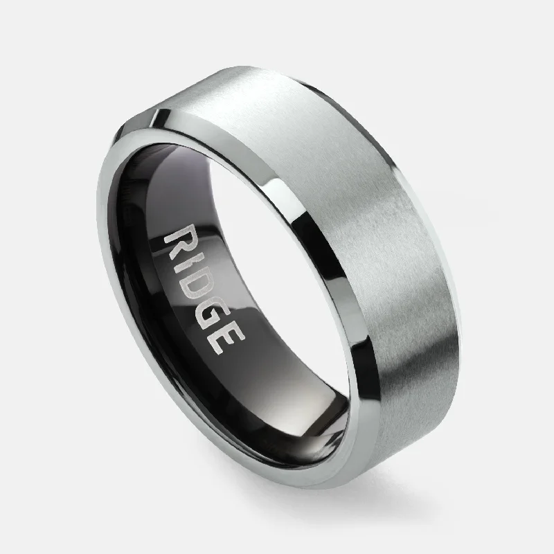 Top Men's Rings – Crafted for Every Style  Ridge 8mm Beveled Ring Set - Platinum