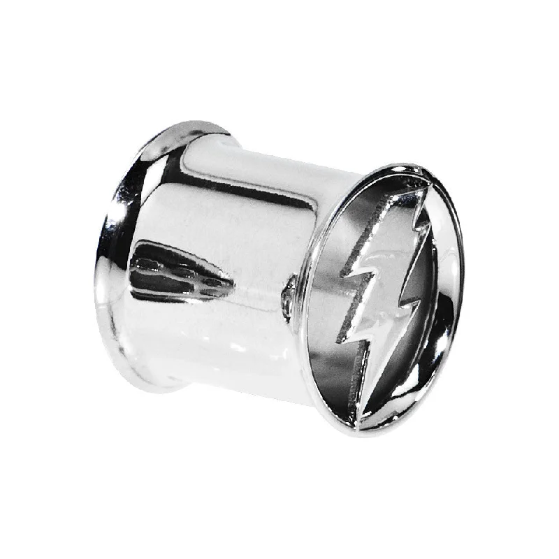 Women's Earrings – Elegant Designs for Every Personality--7/16 Stainless Steel Double Flare Lightning Bolt Tunnel
