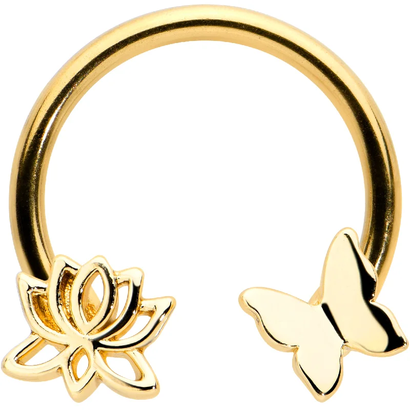 Stunning Silver Lip Rings for Classic Beauty16 Gauge 3/8 Gold Tone Butterfly Lotus Flower Horseshoe Circular Barbell
