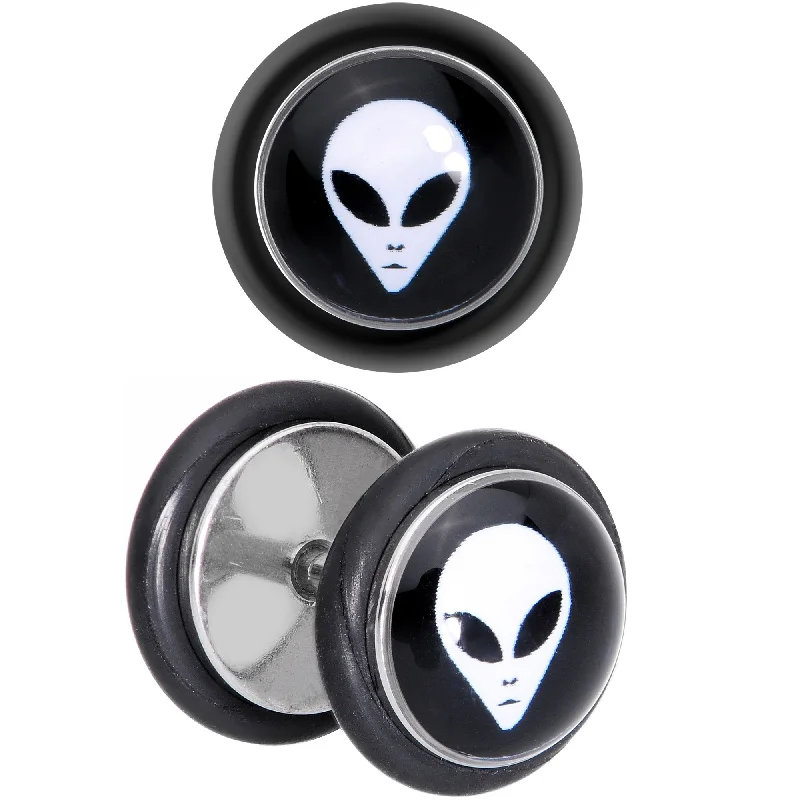 Women's Earrings – Elegant Designs for Every Personality--Black White Outer Space Alien Cheater Plug