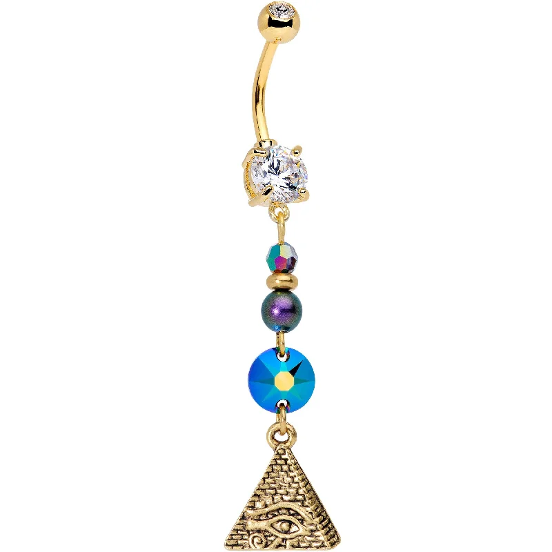 Unique Belly Rings for Statement Style -Eye of the Pyramid Dangle Belly Ring Created with Crystals Unique Belly Rings for Statement Style -Eye of the Pyramid Dangle Belly Ring Created with Crystals