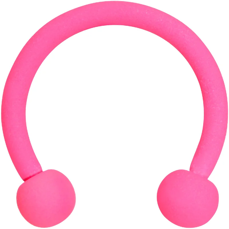 Beautiful Lip Rings for Stunning Style16 Gauge 3/8 Hot Pink Matte Horseshoe Circular Barbell