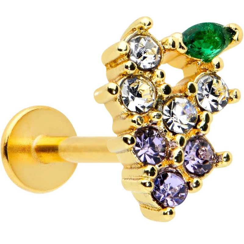 Beautiful Lip Rings for Fashion-Forward Women16 Gauge 5/16 Clear CZ Gem Gold Tone Bunch Grapes Labret Monroe Tragus Beautiful Lip Rings for Fashion-Forward Women16 Gauge 5/16 Clear CZ Gem Gold Tone Bunch Grapes Labret Monroe Tragus