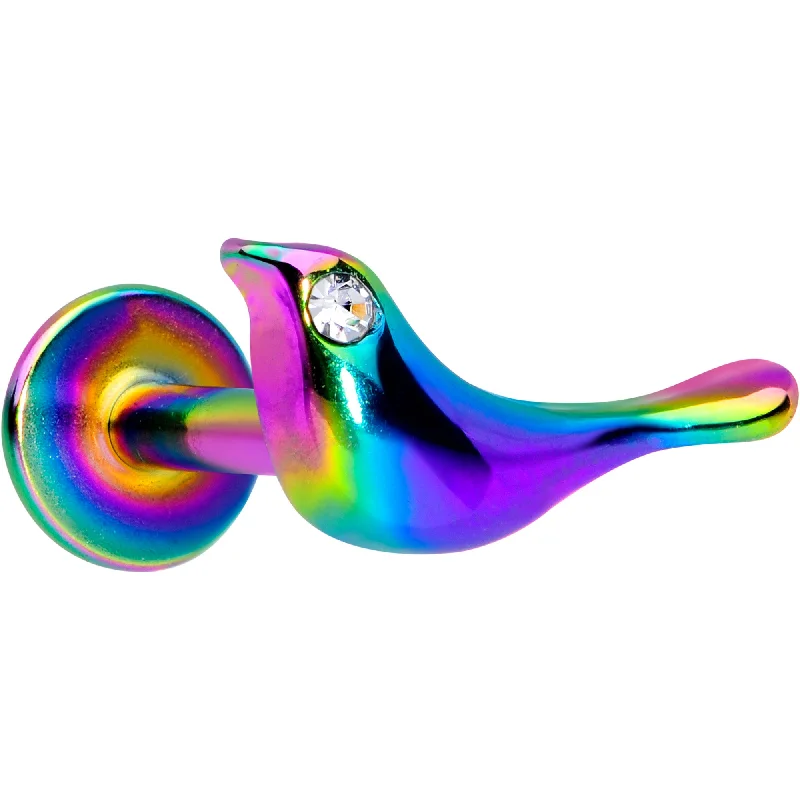 Lip Rings with Classic Appeal16 Gauge 1/4 Clear Gem Rainbow Bird Labret Monroe Tragus