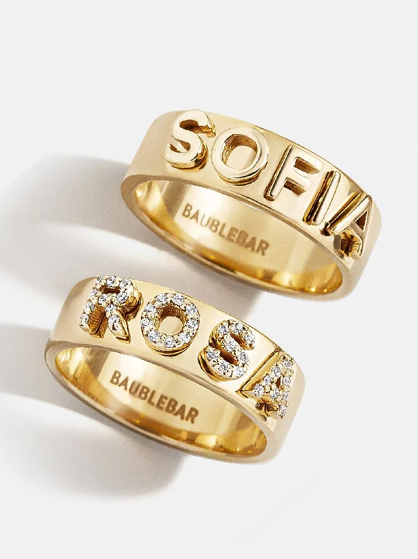 Chic Women's Rings for Fashion-Forward Looks-18K Gold Custom Block Ring - Gold