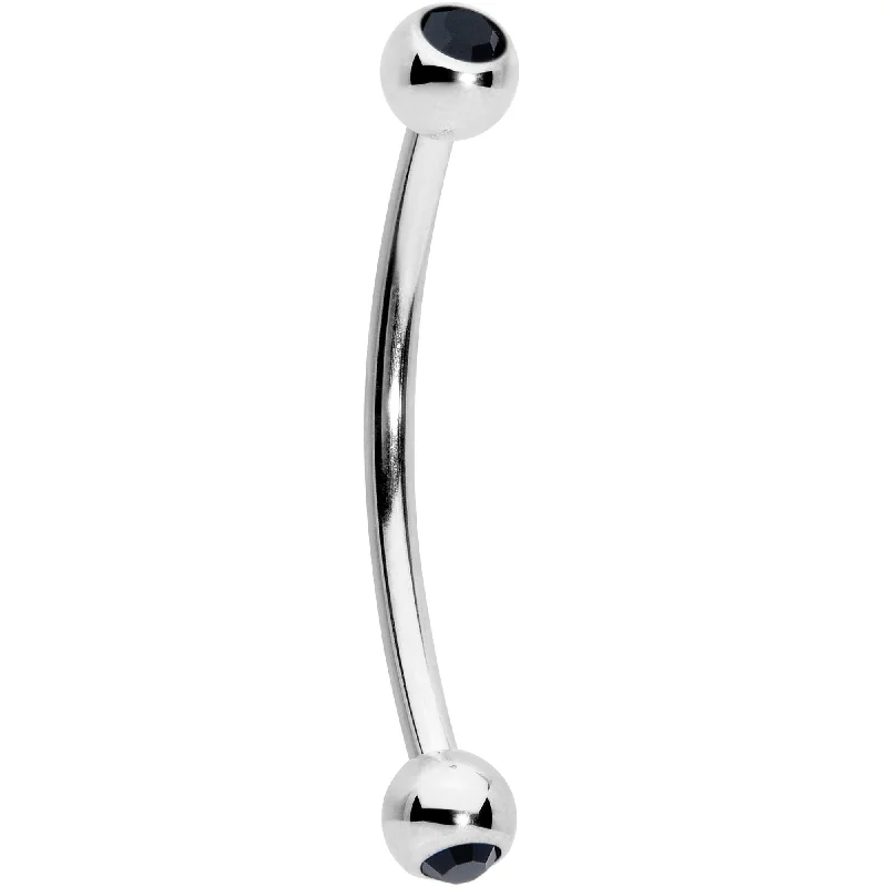 Women's Earrings – Elegant Designs for Every Personality--16 Gauge 9/16 Black Gem Ball End Curved Barbell