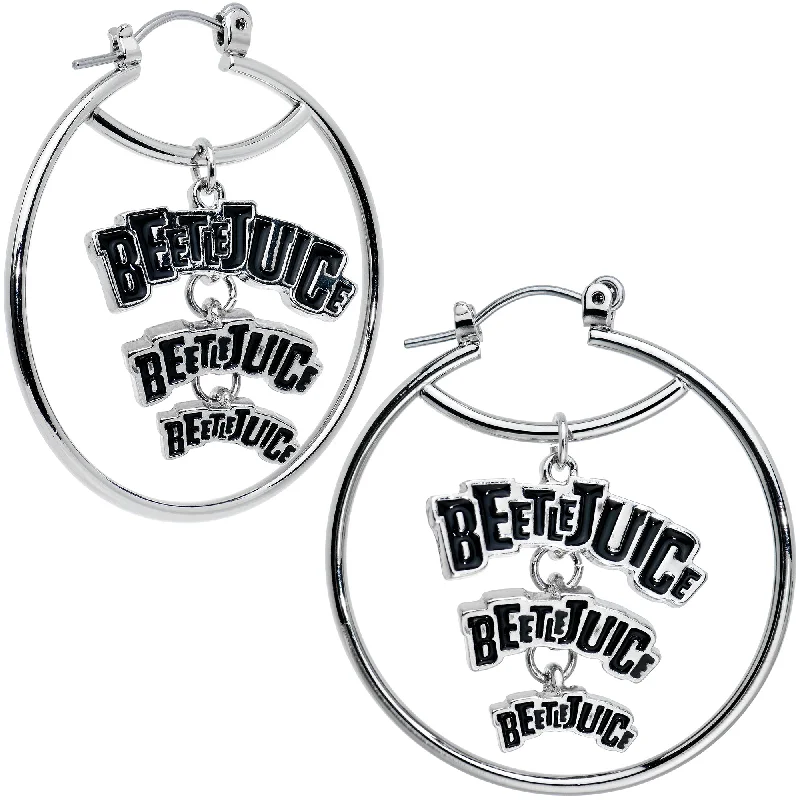 Women's Earrings – Elegant Designs for Every Personality--20 Gauge Officially Licensed Beetlejuice Say His Name Hoop Earrings