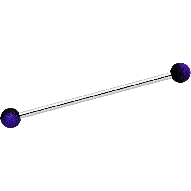 Women's Earrings – Elegant Designs for Every Personality--14 Gauge Purple Black Ombre Soft Finish Industrial Barbell 38mm