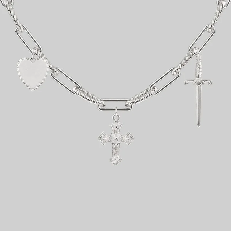 Shop Classic Women's  Necklaces & Pendants with a Modern Twist-MANIFEST. Multi Charm Chain Necklace - Silver