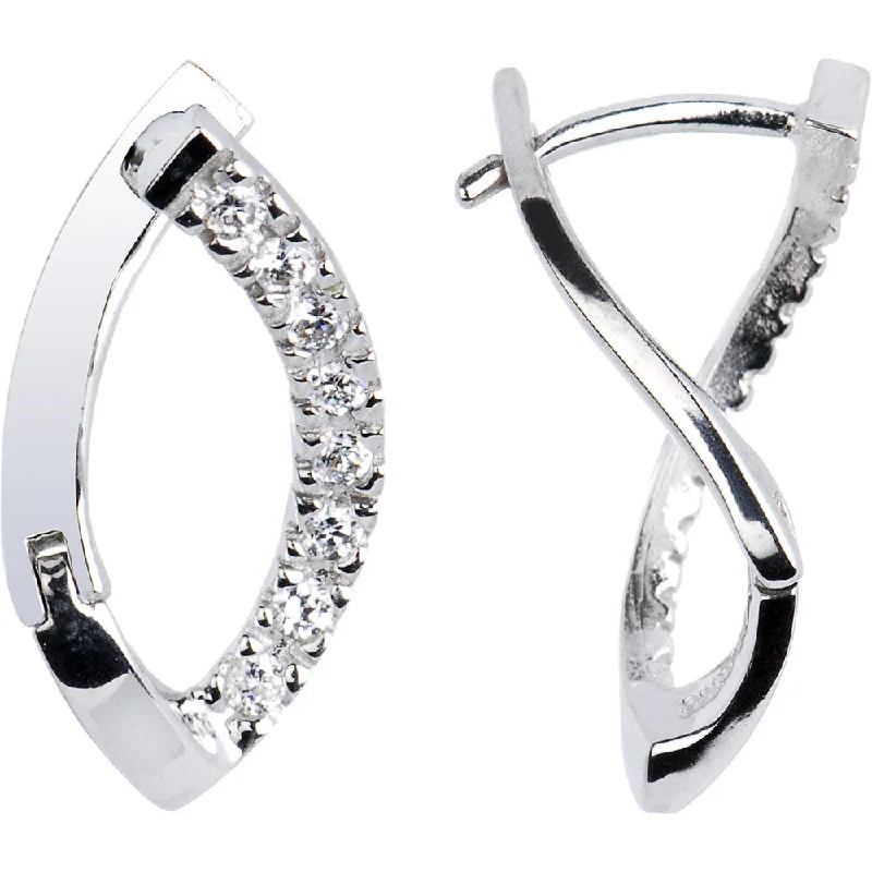 Women's Earrings – Elegant Designs for Every Personality--Sterling Silver Angular Cubic Zirconia Huggy Earrings Women's Earrings – Elegant Designs for Every Personality--Sterling Silver Angular Cubic Zirconia Huggy Earrings