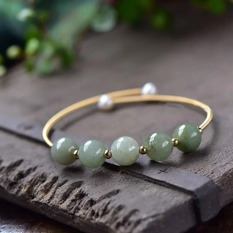 Bangle Sets for Women with Matching Rings-Buddha Stones Jade Abundance Luck Blessing Bracelet Bangle