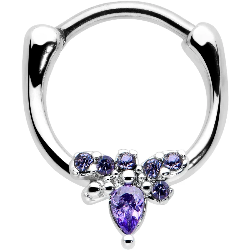 Women's Earrings – Elegant Designs for Every Personality--16 Gauge 5/16 Purple Gem Bee Glamour Cartilage Clicker