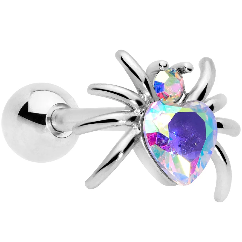 Women's Earrings – Elegant Designs for Every Personality--16 Gauge 1/4 Aurora Gem Heart Spider Cartilage Tragus Women's Earrings – Elegant Designs for Every Personality--16 Gauge 1/4 Aurora Gem Heart Spider Cartilage Tragus