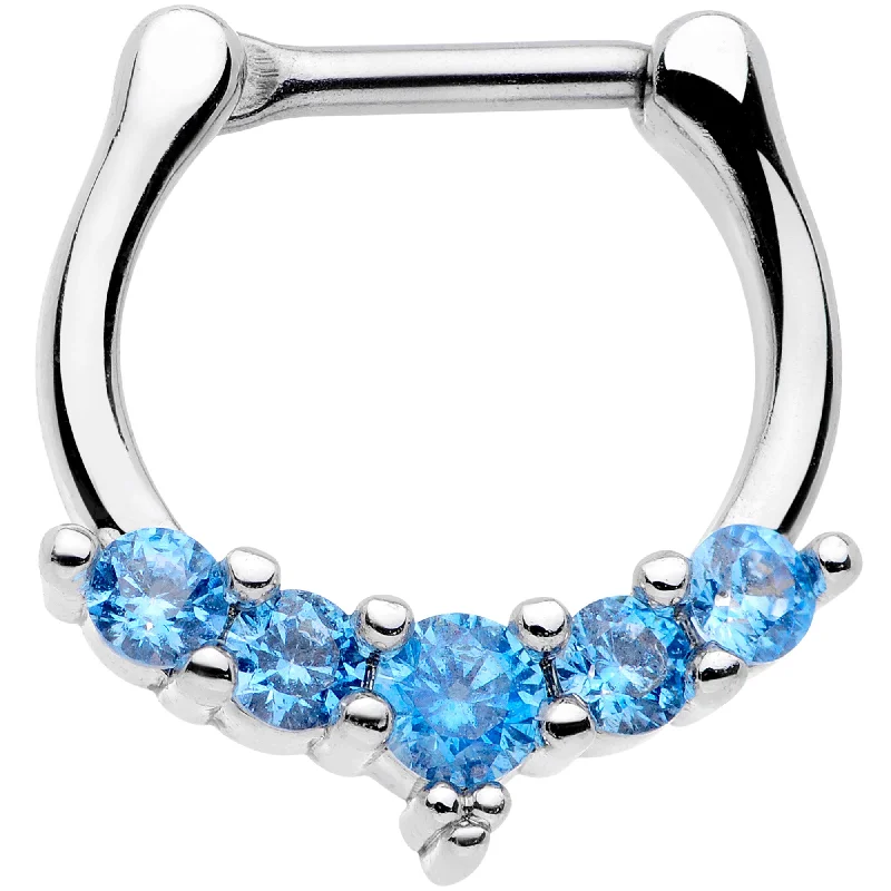 Women's Earrings – Elegant Designs for Every Personality--16 Gauge 3/8 Blue CZ Gem Blaze Cartilage Clicker