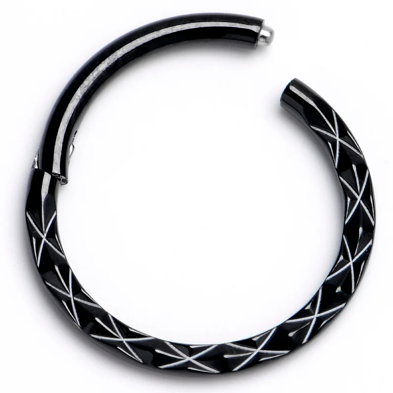 Nose Rings with Pearls and Gems -16 Gauge 3/8 Black Ultra Modern Precision Hinge Segment Ring Nose Rings with Pearls and Gems -16 Gauge 3/8 Black Ultra Modern Precision Hinge Segment Ring