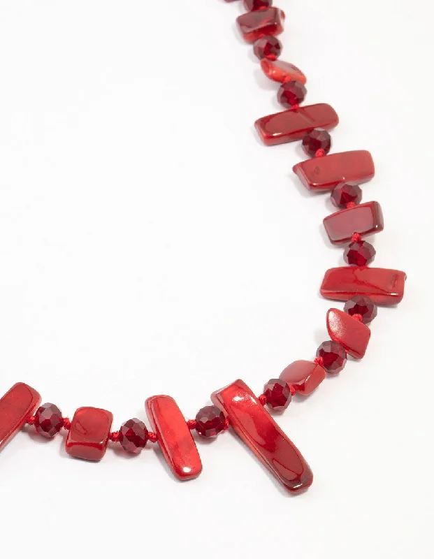 Shop Classic Women's Necklaces & Pendants with a Modern Twist-Red Beaded Layered Necklace Shop Classic Women's Necklaces & Pendants with a Modern Twist-Red Beaded Layered Necklace