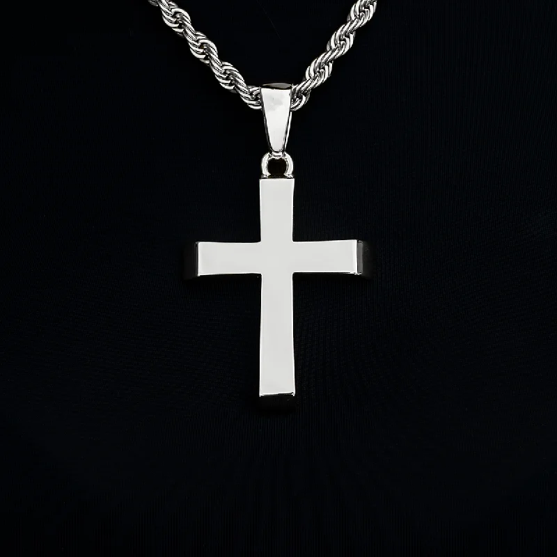 Shop Classic Women's Necklaces & Pendants with a Modern Twist-Large Simple Cross Pendant in White Gold Shop Classic Women's Necklaces & Pendants with a Modern Twist-Large Simple Cross Pendant in White Gold