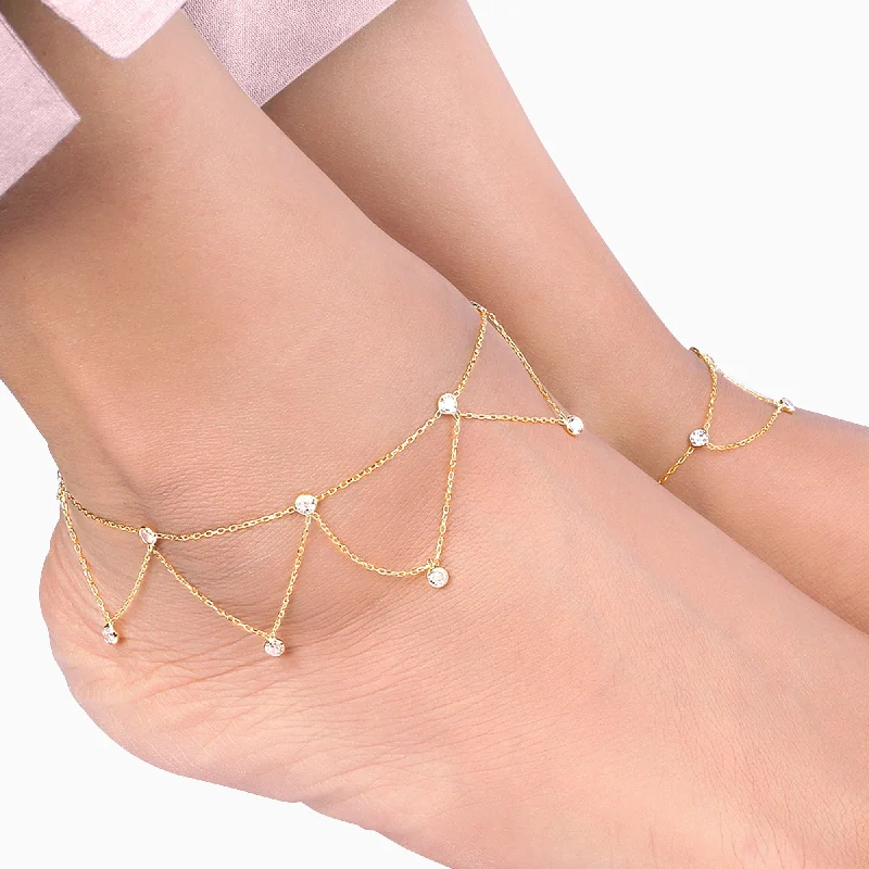Unique Anklets with Creative Features-Golden Glory Finish Anklet