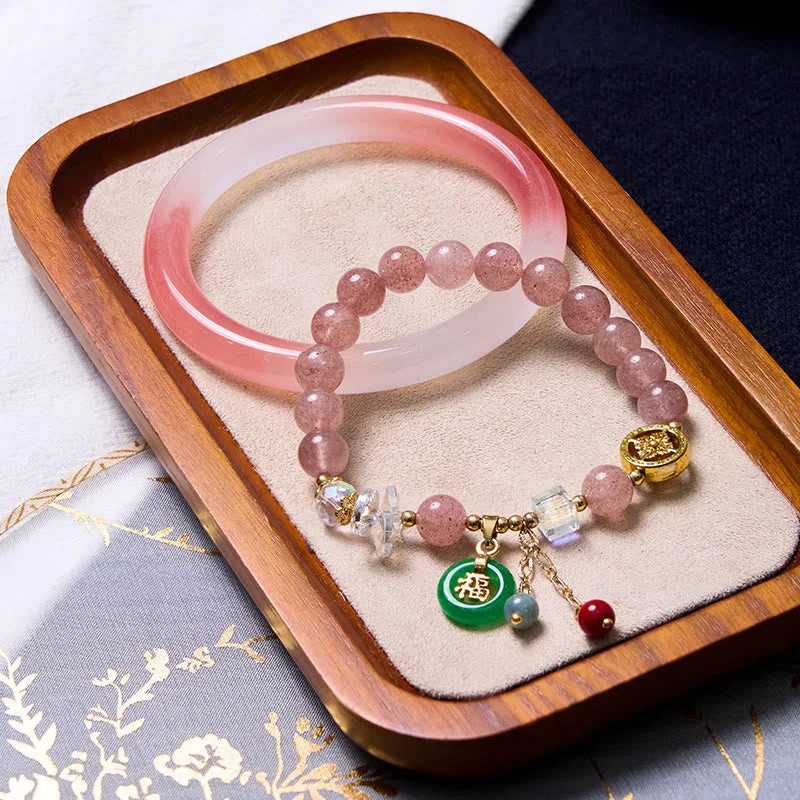 Colorful Bangles for Women-Buddha Stones Attracting Love and Protection Pink Bracelet Bangle Bundle Colorful Bangles for Women-Buddha Stones Attracting Love and Protection Pink Bracelet Bangle Bundle