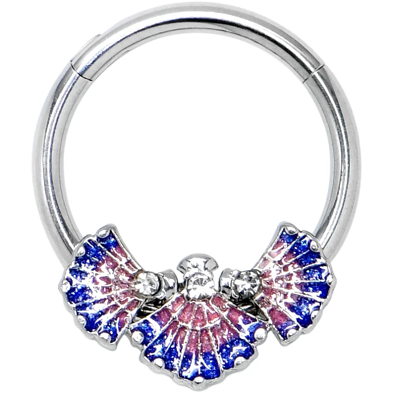 Women's Earrings – Elegant Designs for Every Personality--16 Gauge 3/8 Clear CZ Gem Mesmerizing Sea Shells Hinged Segment Ring Women's Earrings – Elegant Designs for Every Personality--16 Gauge 3/8 Clear CZ Gem Mesmerizing Sea Shells Hinged Segment Ring