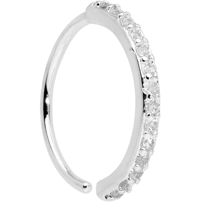 Nose Rings for Septum Piercing -20 Gauge 3/8 Clear CZ Gem Forward Facing Nose Hoop