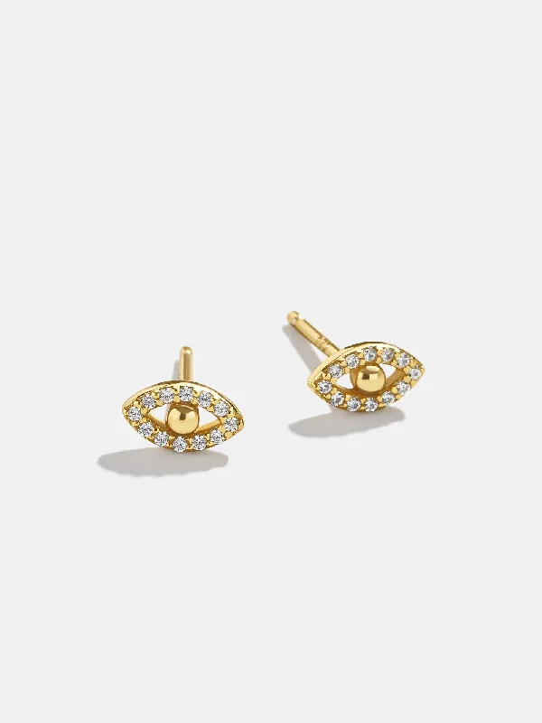 Women's Earrings – Elegant Designs for Every Personality--Silma 18K Gold Earrings - Mini Evil Eye