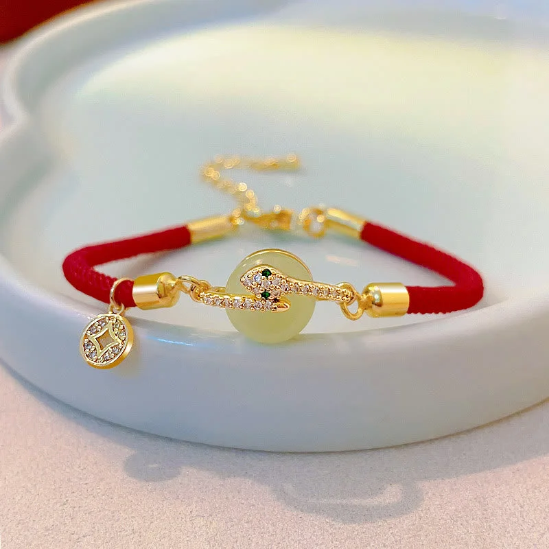 Luxury Gold Bangles for Women-Buddha Stones Handmade Red String Copper Coin Year Of The Snake Protection Braided Bracelet Luxury Gold Bangles for Women-Buddha Stones Handmade Red String Copper Coin Year Of The Snake Protection Braided Bracelet