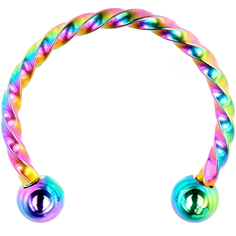Trendy Lip Rings for Everyday Use16 Gauge 1/2 Rainbow Seriously Twisted Horseshoe Circular Barbell Trendy Lip Rings for Everyday Use16 Gauge 1/2 Rainbow Seriously Twisted Horseshoe Circular Barbell