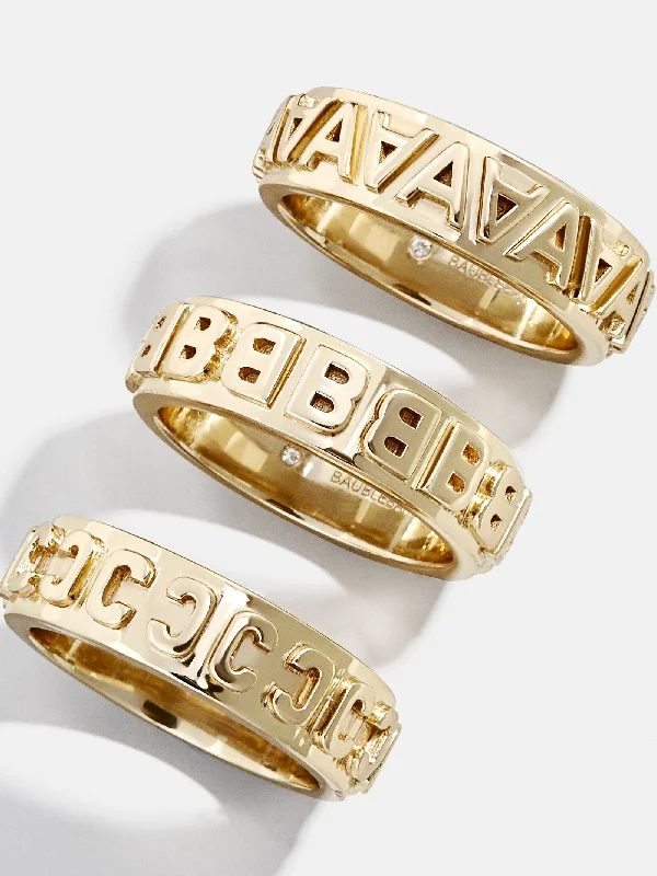 Chic Women's Rings for Fashion-Forward Looks-On Repeat Initial Ring - Gold